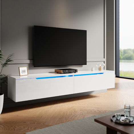 ELEGANT TV Stand Modern High Gloss TV Unit Stand with LED for up to 45-inch TV Screens, White TV Cabinet 1000mm
