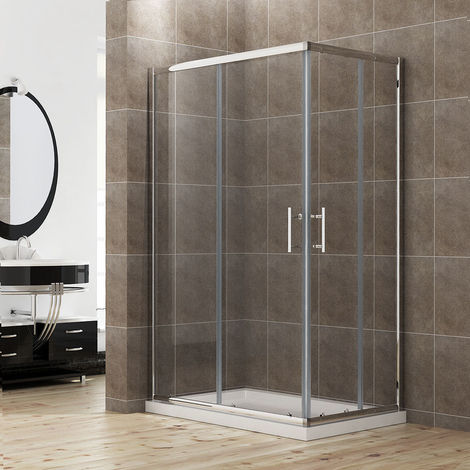 ELEGANT Shower Enclosure 1200 x 760 mm Sliding Corner Entry Shower Enclosure Door Cubicle with Tray