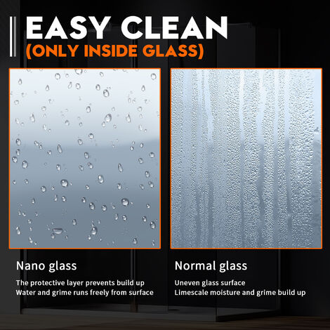 ELEGANT 1100mm Frameless Wet Room Shower Screen Panel 8mm Easy Clean Glass Walk in Shower Enclosure