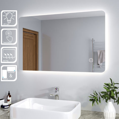 ELEGANT Backlit LED Illuminated Bathroom Mirror with Light Sensor + Demister 800 x 500mm