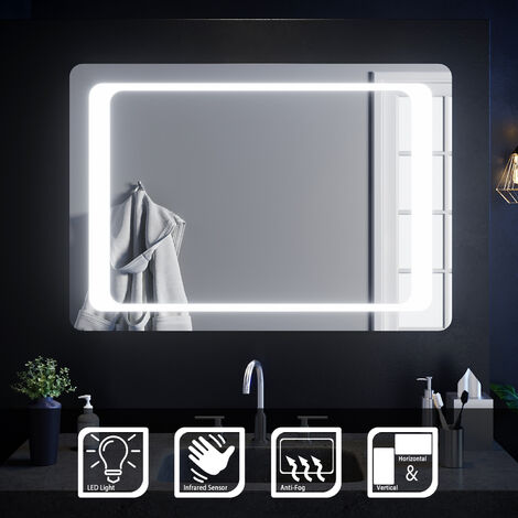 ELEGANT 1000 x 700 mm Illuminated LED Bathroom Mirror Light Infrared Sensor + Demister