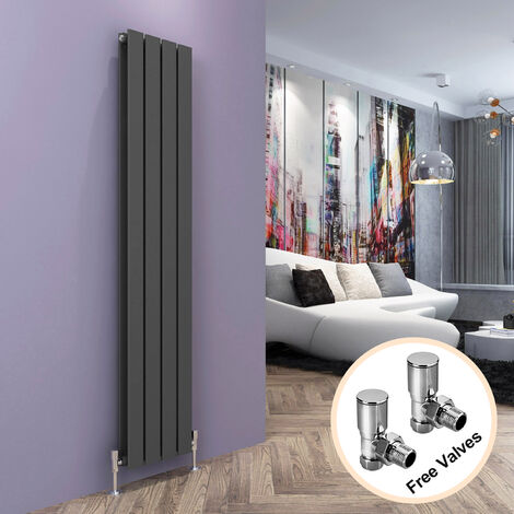 ELEGANT Vertical Radiator 1600 x 300 mm Premium Mild Steel High Thermal Conductivity Uniform Heat Dissipation with Angled Radiator Valves (1/5)