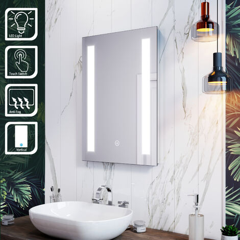 ELEGANT Anti-Fog Mirror LED Illuminated Bathroom Mirror 500x700mm Aluminum Back Frame Mirror with Sensor