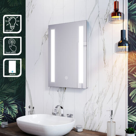 ELEGANT LED Illuminated Bathroom Mirror 4mm Copper-Free Silver Mirror 450x600mm Mirror with Sensor