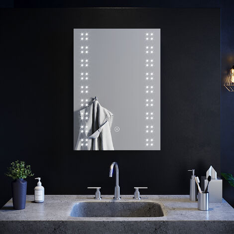 ELEGANT LED Illuminated Bathroom Mirror with Light 500 x 700 mm Sensor + Demister