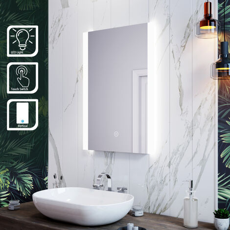 ELEGANT Anti-Fog Bathroom Mirror LED Illuminated Copper-Free Silver Mirror 500x700mm Bathroom Mirror with Sensor