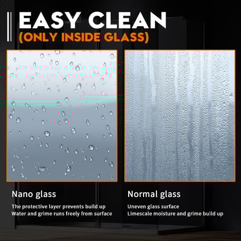 ELEGANT Frameless Wet Room Shower Screen Panel 8mm Easy Clean Glass Walk in Shower Enclosure 1000mm Clear Glass