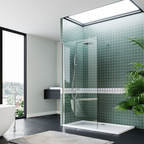 ELEGANT Frameless Wet Room Shower Screen Panel 8mm Easy Clean Glass Walk in Shower Enclosure 760mm Clear Glass