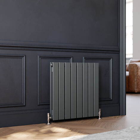 ELEGANT Anthracite Horizontal Column Designer Radiator Double Flat ...