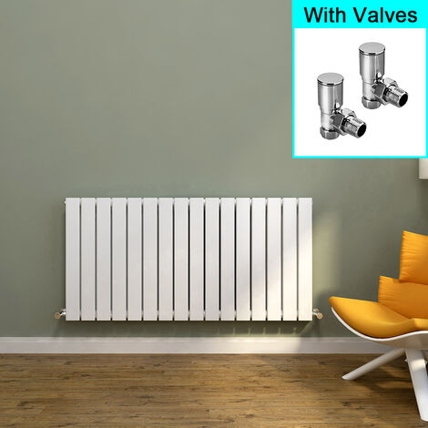 Elegant – White flat panel radiator 600 x 1216mm double column – High heat output 5200-5700 BTU – Pressure tested 10 bar – For central heating systems (1/5)