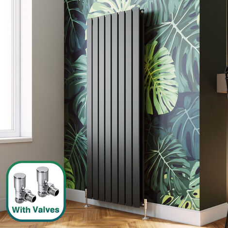 ELEGANT 1600 x 608 mm Anthracite Designer Vertical Column Radiator Double Flat Panel Designer Bathroom Radiator + Angled Radiator Valves (1/5)