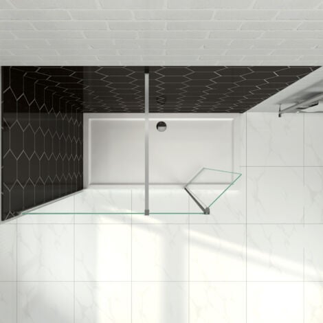 ELEGANT Frameless 300mm Flipper Panel Walk in Shower Screen Water Proof Bathroom Enclosure Wet Room