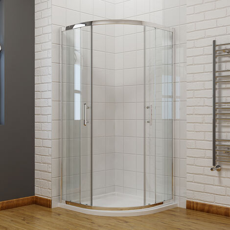 Waste ELEGANT 1000 x 1000 mm Quadrant Shower Enclosure 6mm Easy Clean Glass Sliding Shower Door with Stone Tray 