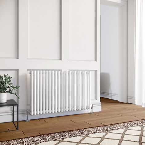 ELEGANT 600 x 988mm White Traditional Radiator Horizontal Cast Iron Style Double Column Rad