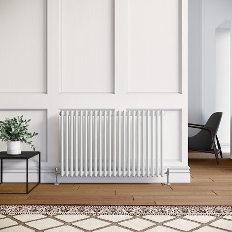 ELEGANT 600 x 988mm White Traditional Radiator Horizontal Cast Iron Style Double Column Rad