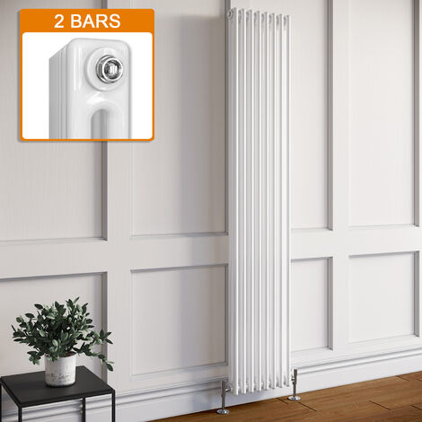 ELEGANT 1800 x 372mm White Traditional Radiator Vertical Cast Iron Style Double Column Rad