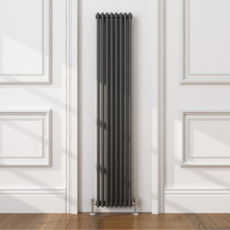 ELEGANT 1800 x 380mm Anthracite Traditional Radiator Vertical Cast Iron Style Double Column Rad