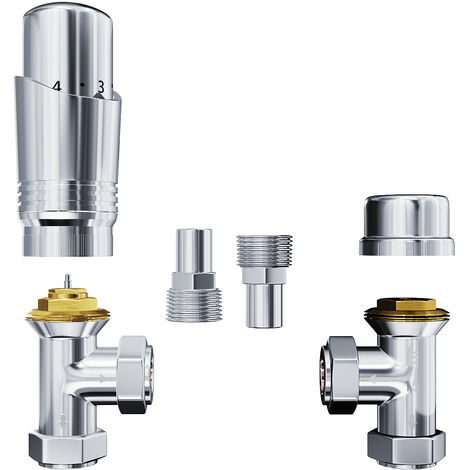 ELEGANT Chrome Angled Thermostatic Radiator Valve Pairs