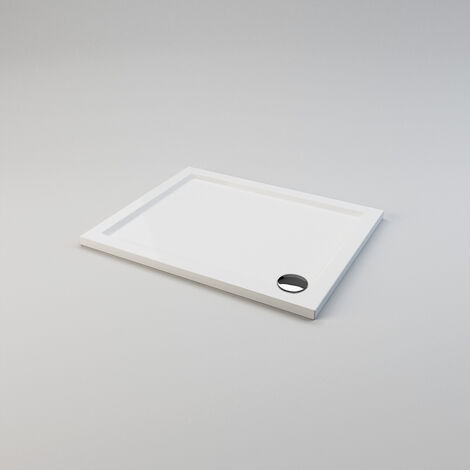 ELEGANT Low Profile Shower Tray Gloss White Slimline Resin Rectangular Shower Base Tray 1000 x 800 x 40 mm with Free Waste Trap