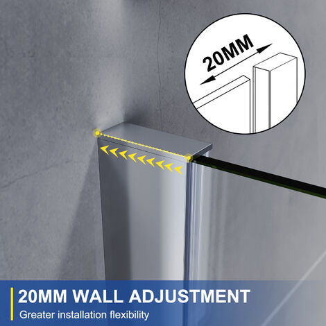 ELEGANT Bath Screen Chrome Aluminium Profile Frameless Glass Bath Shower Screen 800x1400mm Thickness 6mm Tempered Glass Single Panel