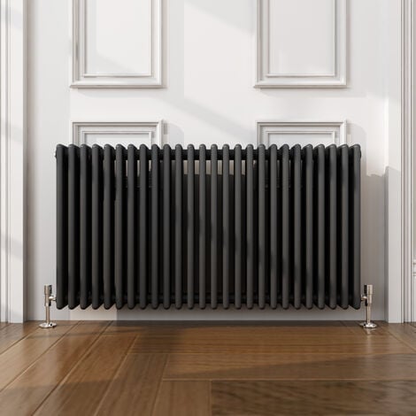 ELEGANT 600 x 1190mm Anthracite Traditional Radiator Horizontal Cast Iron Style Triple Column Rad