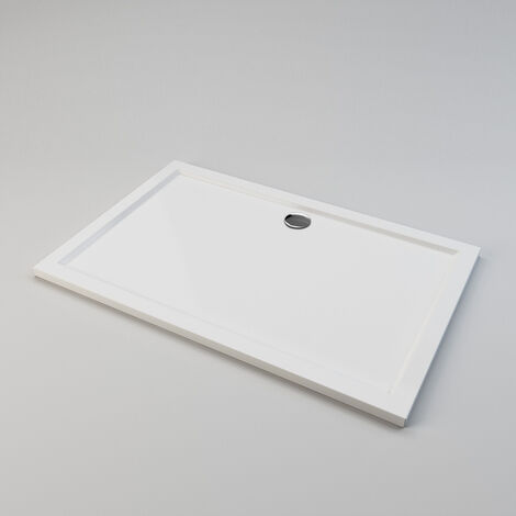 ELEGANT White Shower Tray Rectangular Low Profile Shower Tray Resin Shower Base Tray for Shower Enclosure with Free Waste Trap 1400 x 900 x 40 mm (1/5)