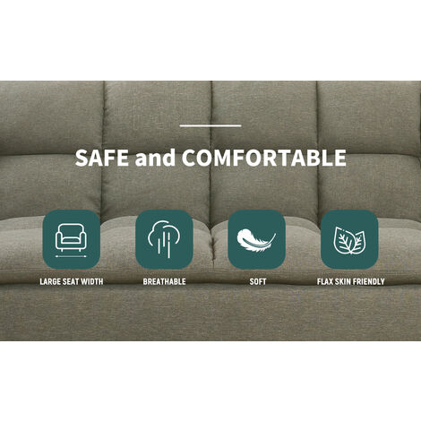 ELEGANT Armless Sofa Bed Settee Recliner Couch Fabric Sofa 3 Seater Cover Click Clack Sofa Bed with Chrome Legs, Grey 1780 x 920 x 960 mm
