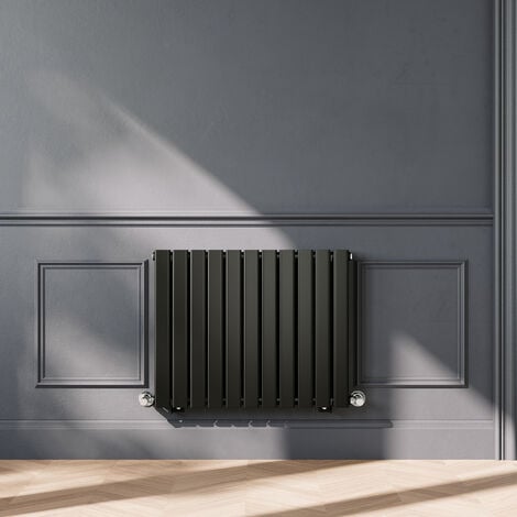 ELEGANT 600 x 748mm Black Horizontal Radiator Designer Double Panel Flat Panel Rads