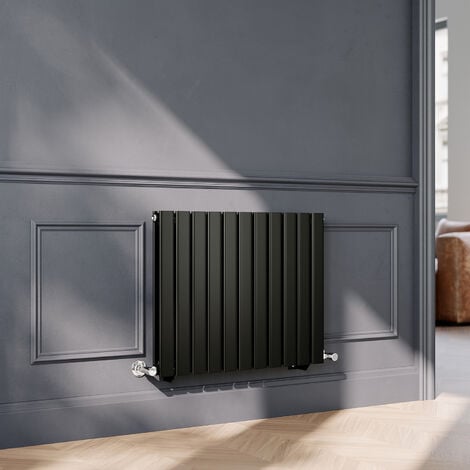 ELEGANT 600 x 748mm Black Horizontal Radiator Designer Double Panel Flat Panel Rads