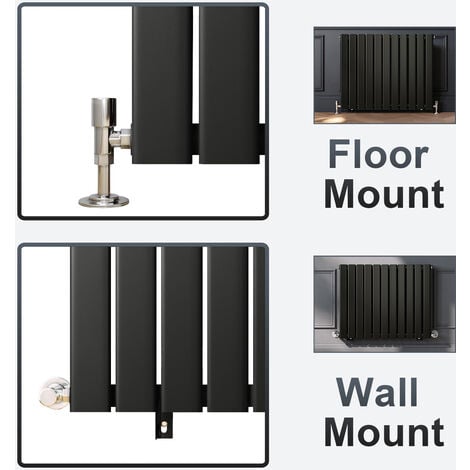 ELEGANT 600 x 748mm Black Horizontal Radiator Designer Double Panel Flat Panel Rads
