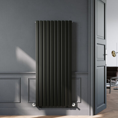 ELEGANT 1600 x 680mm Black Vertical Radiator Designer Double Panel Flat Panel Rads