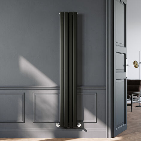 ELEGANT 1800 x 272mm Black Vertical Radiator Designer Single Panel Flat Panel Rads