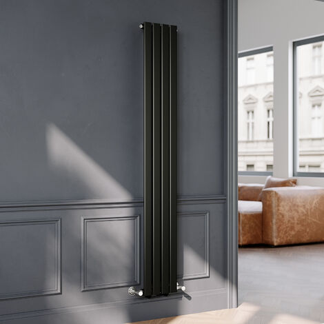 ELEGANT 1800 x 272mm Black Vertical Radiator Designer Single Panel Flat Panel Rads