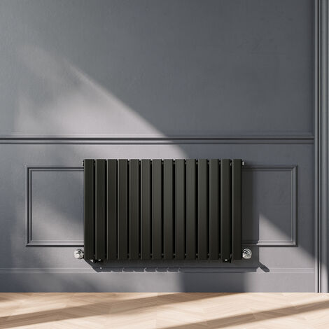 ELEGANT 600 x 952mm Black Horizontal Radiator Designer Double Panel Flat Panel Rads