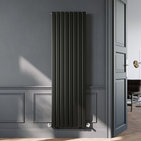 ELEGANT 1800 x 544mm Black Vertical Radiator Designer Double Panel Flat Panel Rads