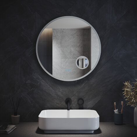 ELEGANT Modern LED Bathroom Mirror Round with Sensor Touch Switch ...