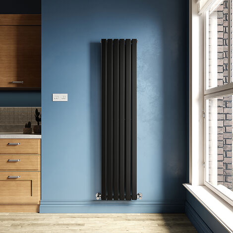 ELEGANT Black Designer Radiator 408 x 1800 mm Flat Single Panel Vertical Central Heating Radiator