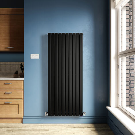 ELEGANT Black Designer Radiator 680 x 1600 mm Flat Double Panel Vertical Central Heating Radiator