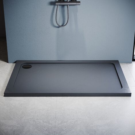 ELEGANT Anti-Slip Rectangular Slate Effect Shower Tray Gray with Free Waste 1200 x 900 x 40 mm (1/5)