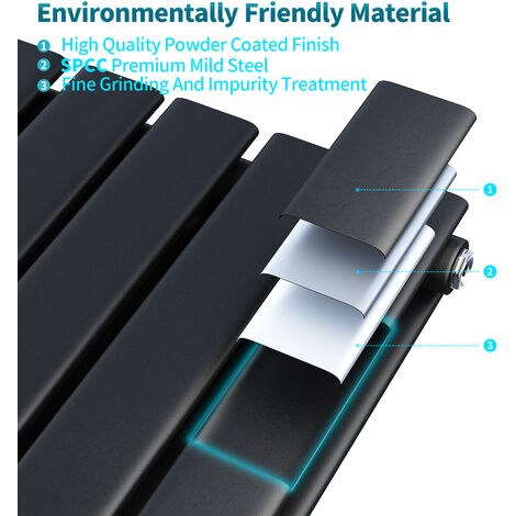ELEGANT Black Designer Horizontal Radiator Single Panel Rads 600 x ...