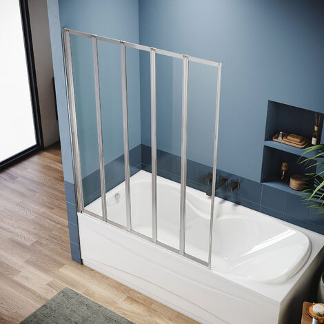 5 Fold Pivot Shower Bath Screen – 1200x1400mm, 4mm Tempered Glass, Left Or Right Hand Fit, Waterproof-1089789
