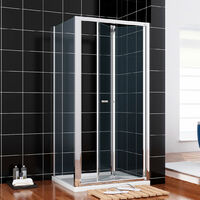 ELEGANT sunny showers 900 x 1000 mm Bifold Shower Enclosure Glass Screen Door Cubicle with Side Panel