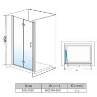 ELEGANT 800mm Bifold Shower Door Glass Shower Enclosure Reversible Folding Shower Door