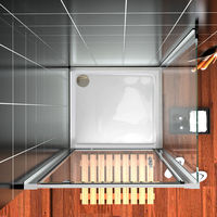 ELEGANT 760 x 760 mm Pivot Hinge Shower Enclosure 5mm Safety Glass Shower Screen Reversible Cubicle Door with Side Panel Set