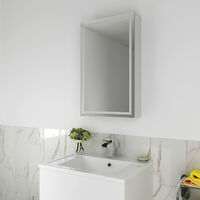 ELEGANT 430 x 690mm Illuminated LED Bathroom Mirror Cabinet Stainless Steel Frame Wall Storage Mirror with Lights with Sensor Switch