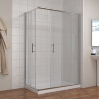 ELEGANT 1200 x 760 mm Sliding Corner Entry Shower Enclosure Door Cubicle with Tray