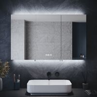 ELEGANT Bathroom Cabinet with Shaver Socket Bathroom Mirror Cabinet, Demister Pad + 3 Lighting Modes Dimmable LED Illumiated 1000x600mm