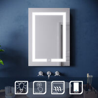 ELEGANT 500 x 700 mm Illuminated LED Bathroom Mirror Light Touch Sensor with Demister