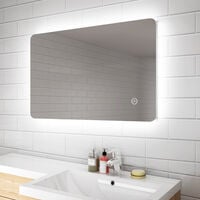 ELEGANT 800 x 500mm Backlit LED Illuminated Bathroom Mirror with Light Sensor + Demister