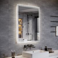 ELEGANT LED Bathroom Mirror 900x700mm Aluminium Alloy Bathroom Vanity Mirror with Touch Sensor Switch. Demister